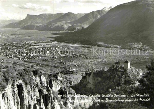 Meran Merano con i Castelli Tirolo e Fontana verso L