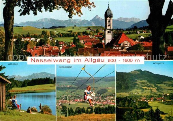 Nesselwang Ortsansicht mit Kirche Alpenpanorama Al