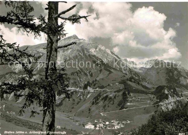 Stuben Vorarlberg Panorama mit Flexenstrasse Gebirgspass