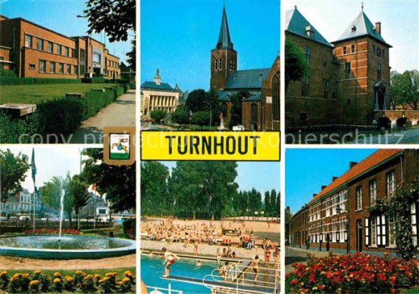 Turnhout Teilansichten Gebäude Kirche Springbrun