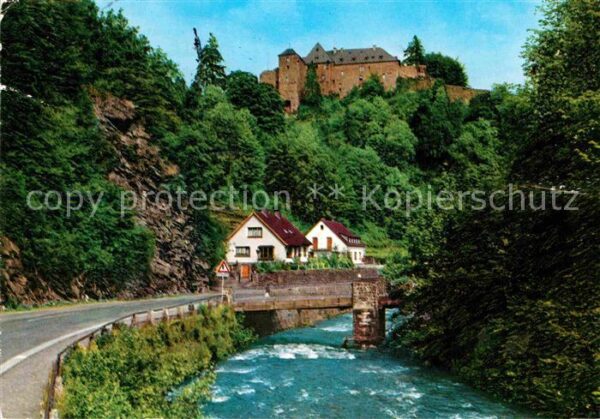 Monschau Blick auf Burgau und Jugendherberge
