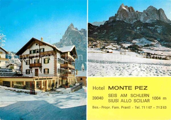 Seis Schlern Hotel Monte Pez Winterlandschaft Dolomi