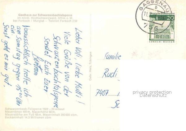 Forbach Baden Gasthaus zur Schwarzenbachtalsperre – Bild 2