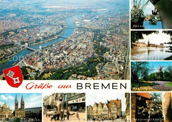 Bremen Fliegeraufnahme Hafen Weser Stadtmusika