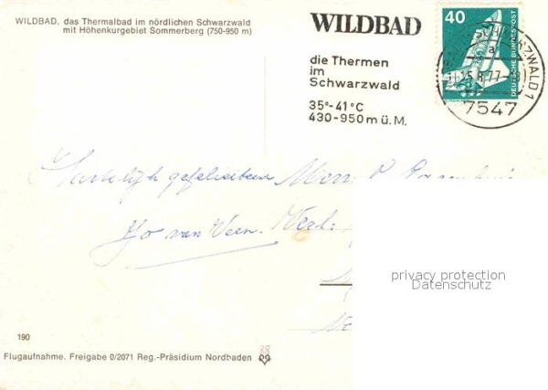 Wildbad Schwarzwald Fliegeraufnahme mit Sommerberg – Bild 2