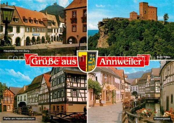Annweiler Trifels Hauptstrasse mit Burg Trifels Wassergas