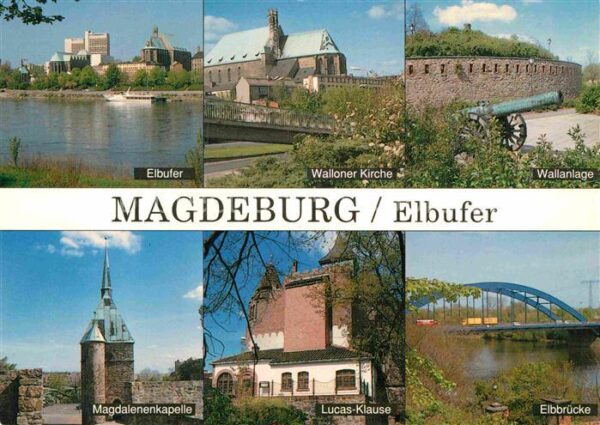 Magdeburg Elbufer Walloner Kirche Wallanlage Elbb