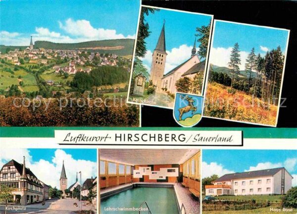 Hirschberg Warstein Kirche Kirchplatz Schwimmbad Haus-Rose
