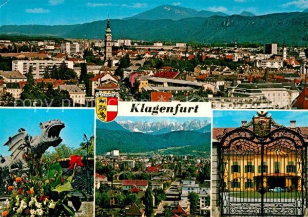 Klagenfurt Woerthersee Lindwurmbrunnen Stadtansicht Koschuta R
