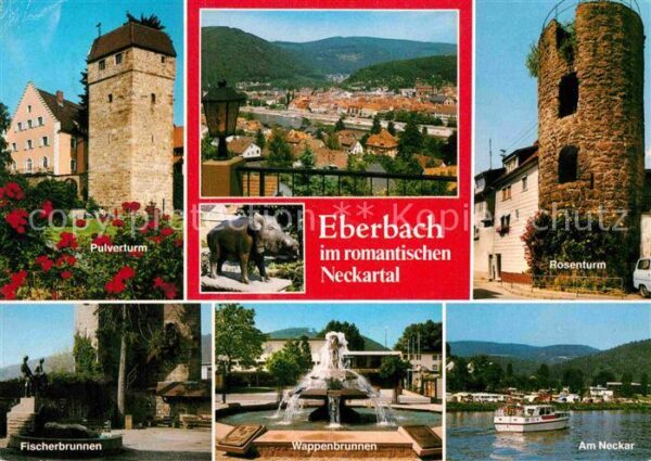 Eberbach Neckar Rosenturm Pulverturm Fischerbrunnen Wap