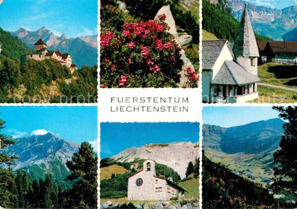 Liechtenstein  Schloss Vaduz Alpenrosen Kirchlein am S
