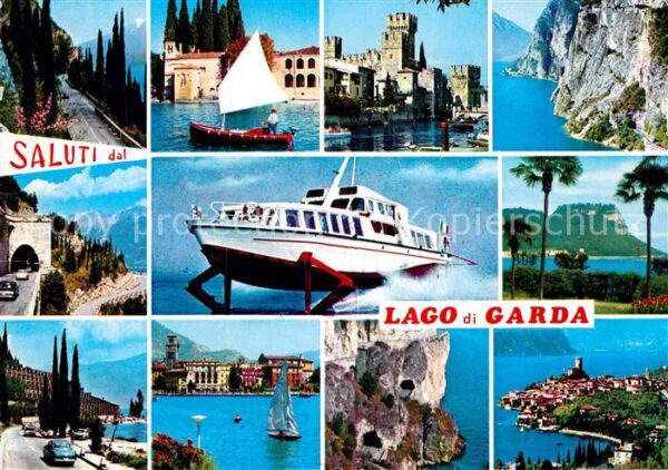 Garda Lago di Garda Schloss Tragflächenboot Promenade Bucht