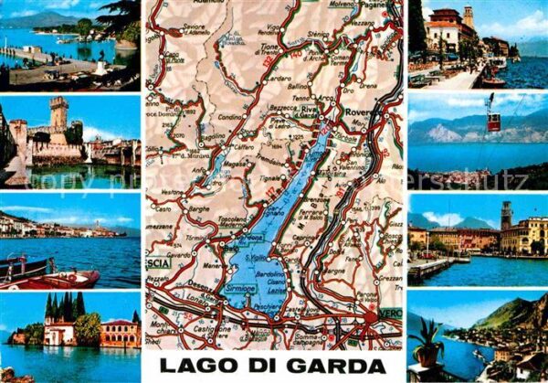 Lago di Garda Landkarte Schloss Hafen Seilbahn