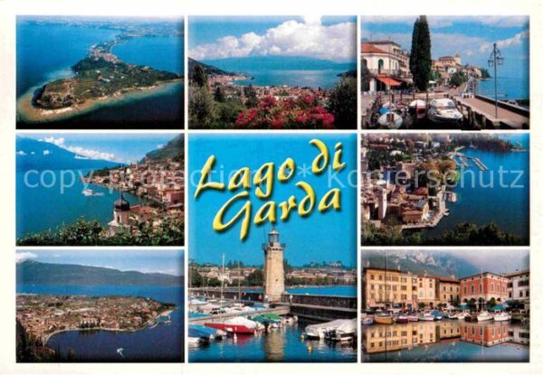 Lago di Garda Fliegeraufnahme Leuchtturm Hafen Bucht