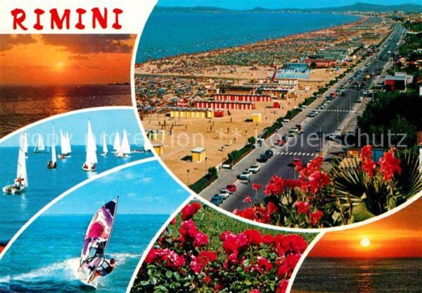 Rimini Fliegeraufnahme Strand Sonnenuntergang