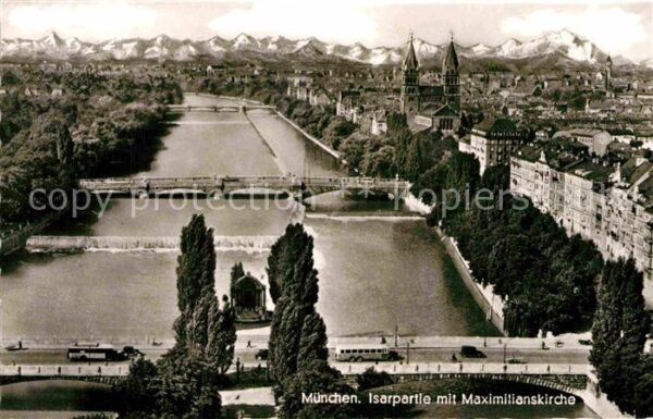 Muenchen Isarpartie mit Maximilianskirche