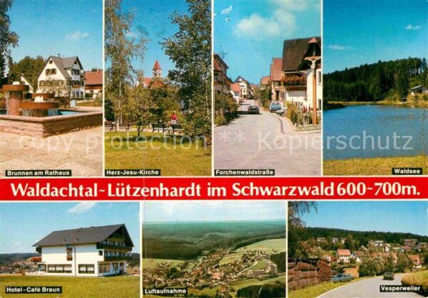 Luetzenhardt Brunnen am Rathaus Herz Jesu Kirche For