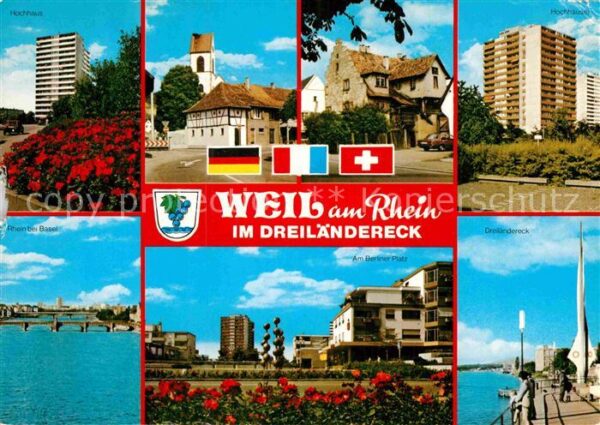 Weil am Rhein Hochhäuser Rheinpartie Berliner Platz D