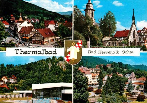 Bad Herrenalb Ortsblick Kirche Thermalbad