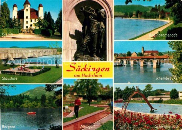 Saeckingen Rhein Schloss Rheinpromenade Staustufe Rheinb