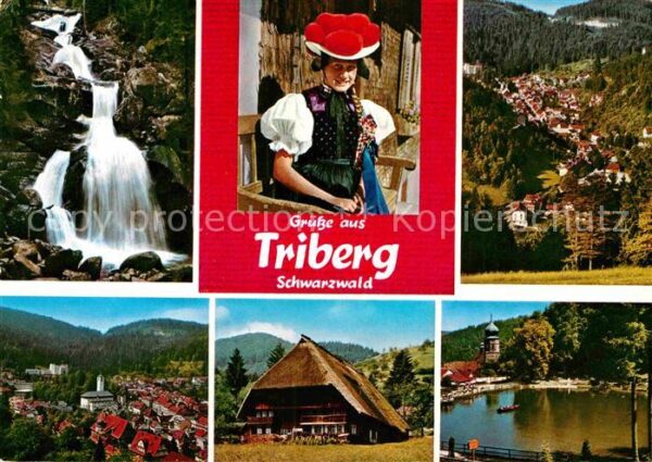 Triberg Schwarzwald Wasserfälle Trachtenmädchen Panorama Sc