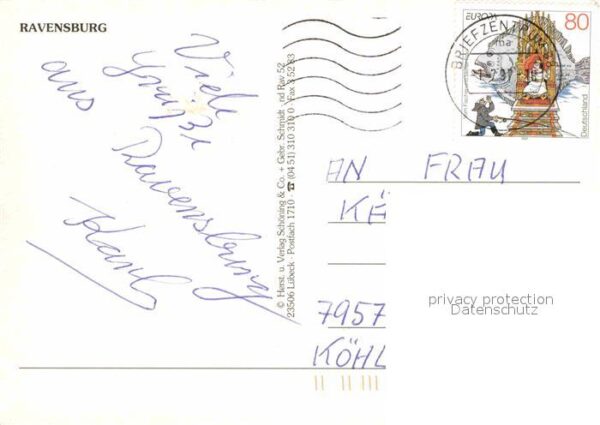 Ravensburg Wuerttemberg Brunnen Kirche Stadtblick Strassenparti – Bild 2