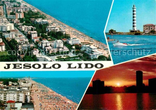 Lido di Jesolo Fliegeraufnahme Leuchtturm Strand Abend