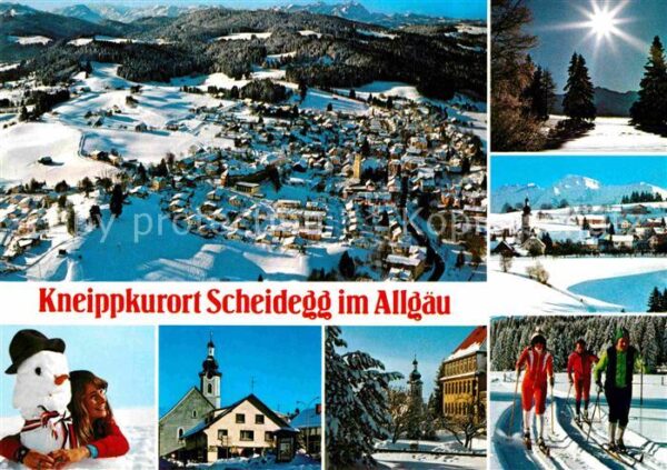 Scheidegg Allgaeu Fliegeraufnahme Teilansichten Kirche Sk