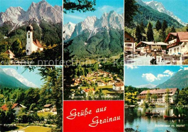 Grainau Kirche Waxenstein Alpspitze Dorfplatz K