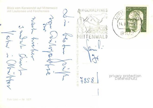 Mittenwald Bayern Blick vom Karwendel mit Lautersee und F – Bild 2