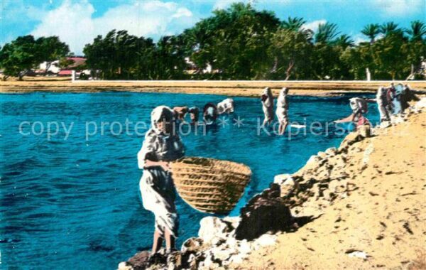 Djerba Laveuses au bord de la mer