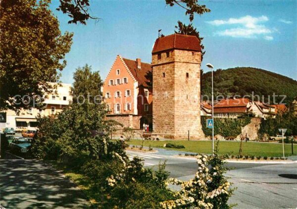 Eberbach Neckar Pulverturm mit Thalheimschem Haus Luftk