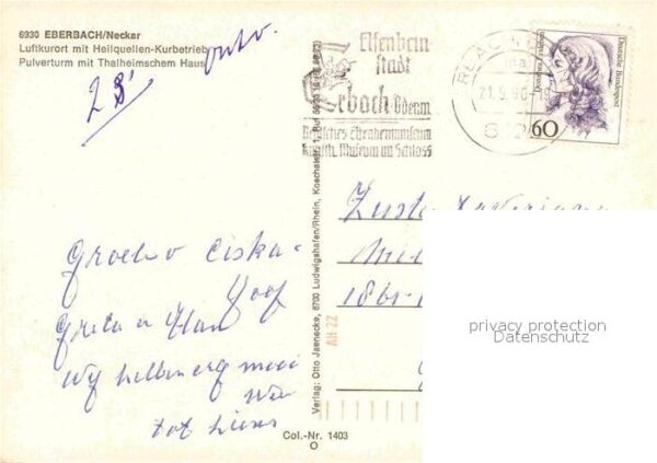 Eberbach Neckar Pulverturm mit Thalheimschem Haus Luftk – Bild 2