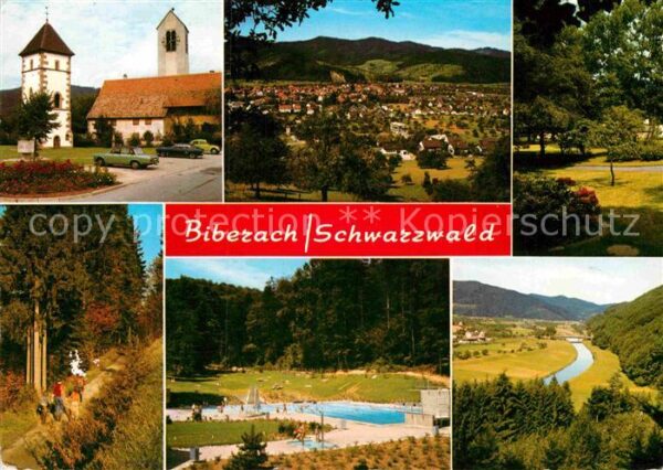Biberach Baden Kirche Schwimmbad Landschaftspanorama K