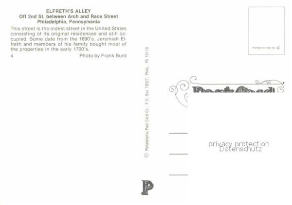 Philadelphia Pennsylvania Elfreths Alley – Bild 2