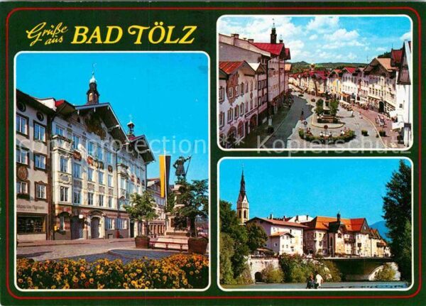 Bad Toelz Teilansichten Innenstadt Denkmal Brücke