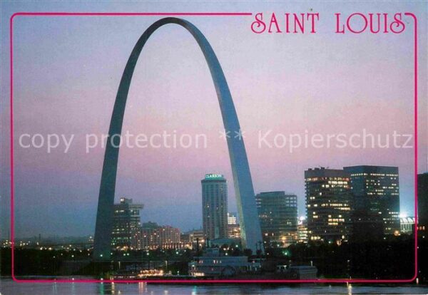 Saint Louis Missouri Lights of evening glow Mississippi Rive