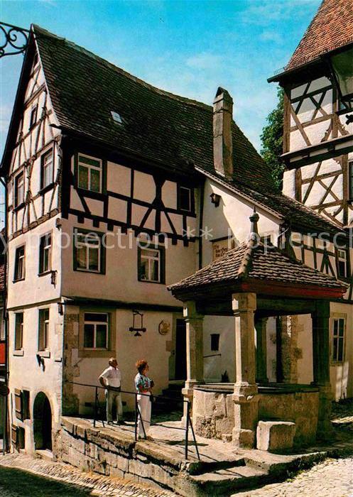 Rothenburg Tauber Brunnen in der Hofbronnengasse Fachwerk