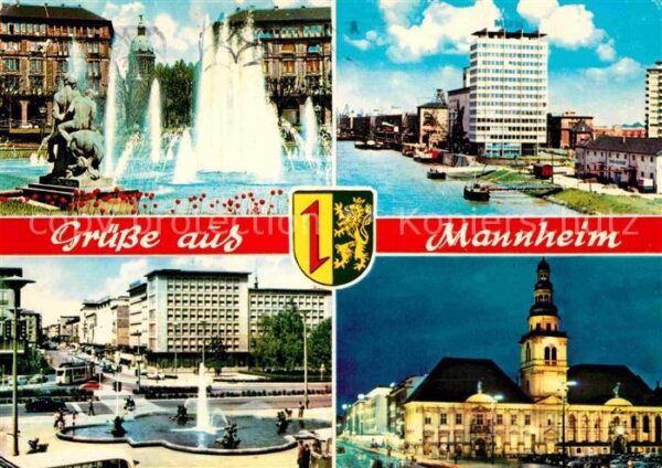 Mannheim Brunnen Wasserspiele Hochhaus Marktplat
