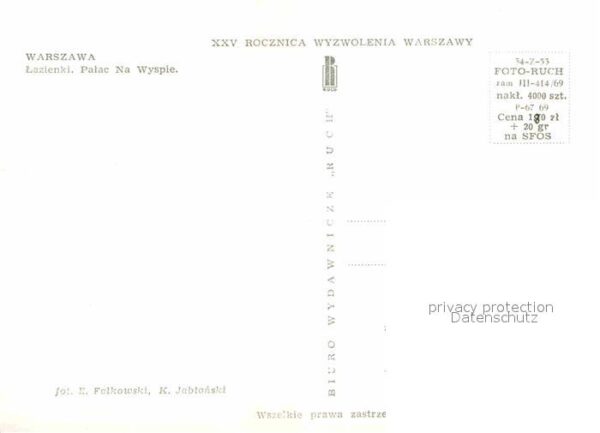 Warszawa 1945 und 1970 Palac Na Wyspie Palast – Bild 2