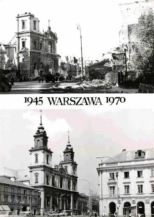 Warszawa 1945 und 1970 Kosciol Swietego Krzyza K