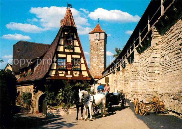 Rothenburg Tauber Alte Schmiede Pferdekutsche Stadtmauer
