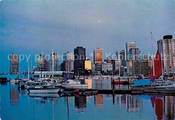 Vancouver British Columbia Evening skyline of downtown Vancouver a