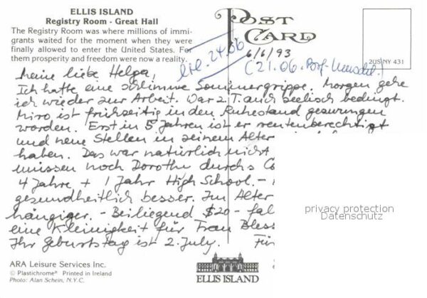 Ellis Island New York Registry Room Great Hall American Flag – Bild 2