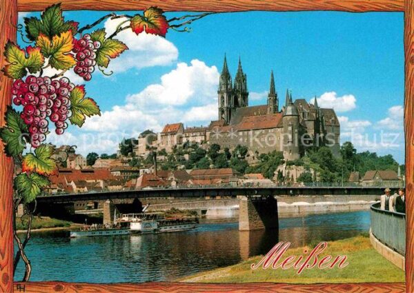 Meissen Elbe Sachsen Blick über die Elbe Dampfer Albrechtsbu