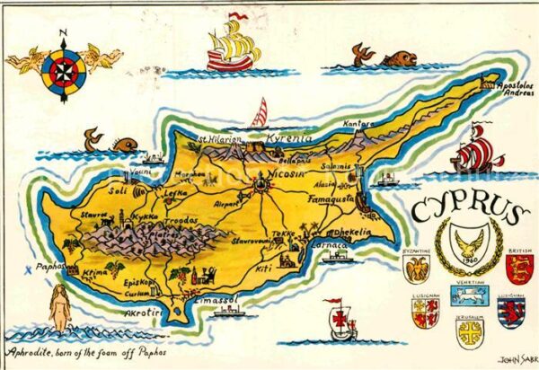 Cyprus Zypern The island of Venus Landkarte