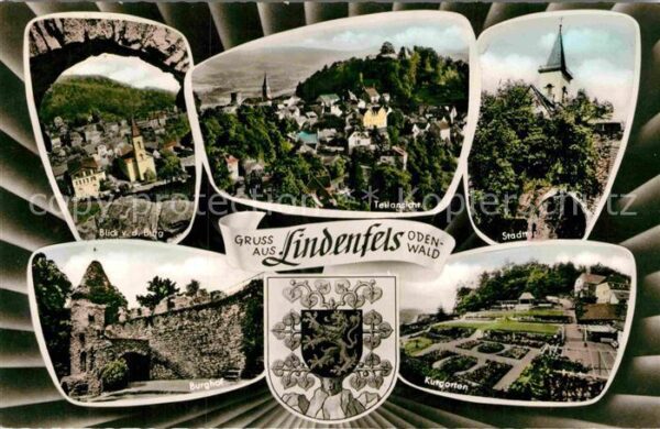 Lindenfels Odenwald Burgblick Teilansicht Stadttor Burghof