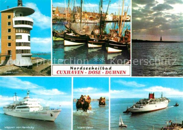Cuxhaven Duhnen Nordseebad Radarturm Hafen Kugelbake MS Wappen von