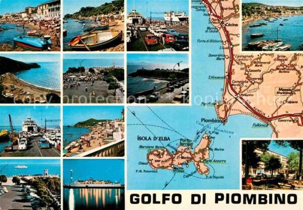 Piombino Strand Fähre Hafen Dampfer Inselkarte