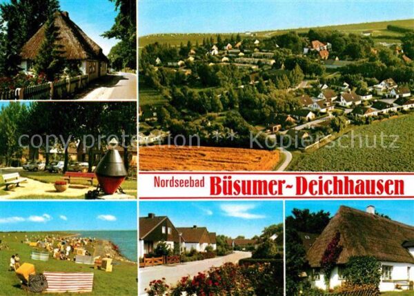 Deichhausen Buesum Panorama Strand Dorfmotive Friesenhaus